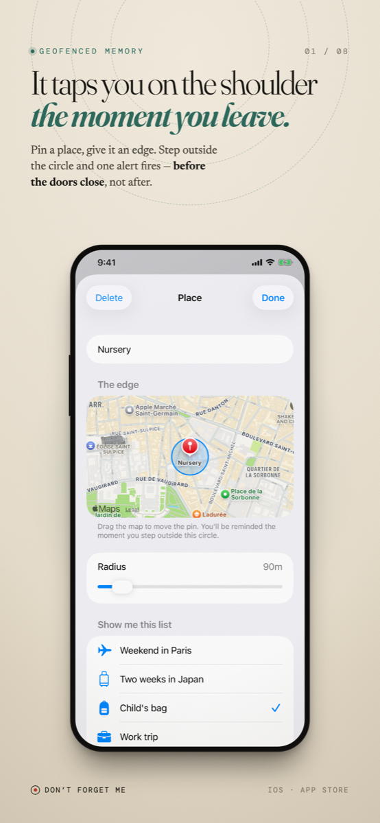Pin a place — it taps you on the shoulder the moment you leave