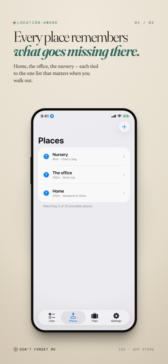 Places — every place remembers what goes missing there